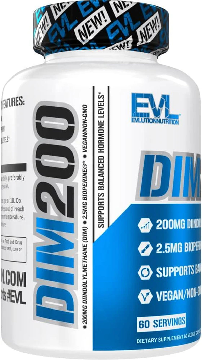 EVL Diindolylmethane Supplement for Men - Advanced DIM 200Mg with Dim plus Bioperine for Enhanced Absorption - Vegan Non-Gmo Hormone Balance Supplement for Enhanced Energy Mood and Performance